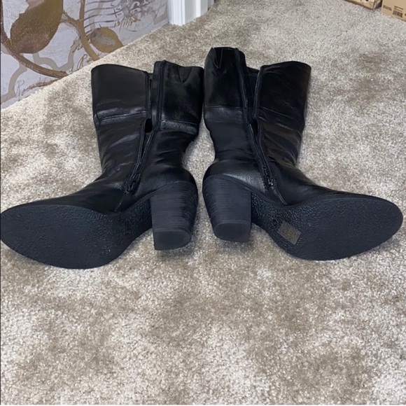 ❌SOLD❌ Steve Madden Black Leather Tall Heeled Boots Size 9 Carrter - Picture 5 of 7